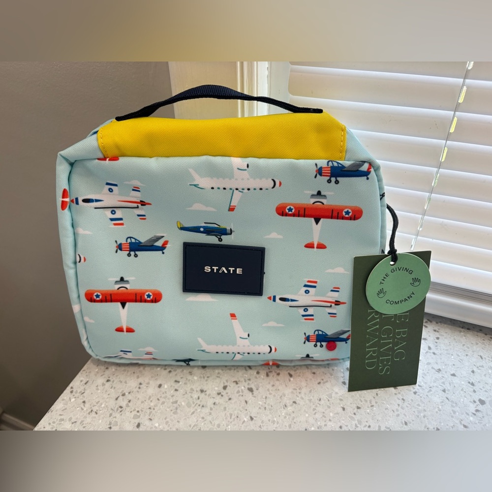 NWT STATE Benson Dopp Kit in the SOLD OUT "Airplanes" print